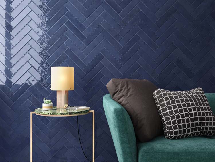 Carrelage mural Beccy blue note brillant 6x24,5cm