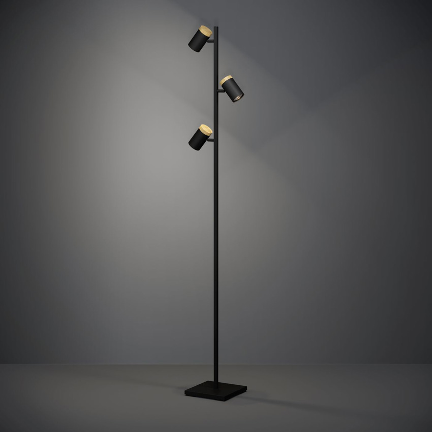 Lampadaire - noir/marron - H162,5cm - GU10 - 3x4,5W - 3000K