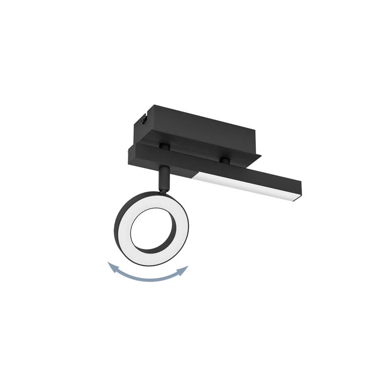 Spot plafond Cardi 1 spot noir 3.2W 400LM