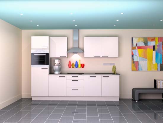 Keuken Premium 5B wit 300cm - voorgemonteerd - zonder toestellen