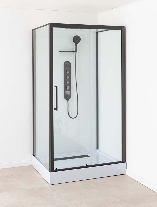 Douchecabine Amani rechts gunmetal schuifdeur 90x115x215cm