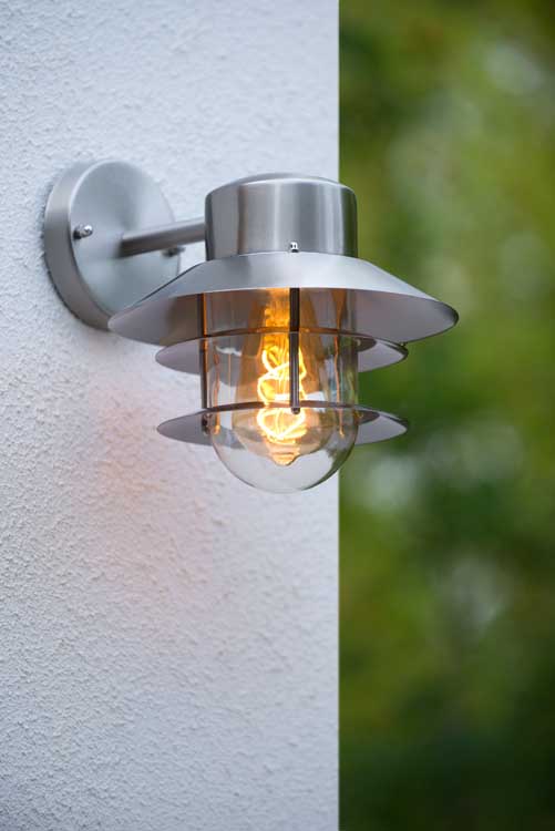 Lucide ZICO - Wandlamp Buiten - Ø 21,8 cm - E27 - IP44 - Mat chroom