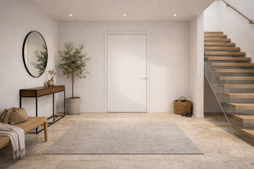 Porte intérieure complète Invisible Flat blanche 211,5x83cm tubulaire réversible + châssis 20cm