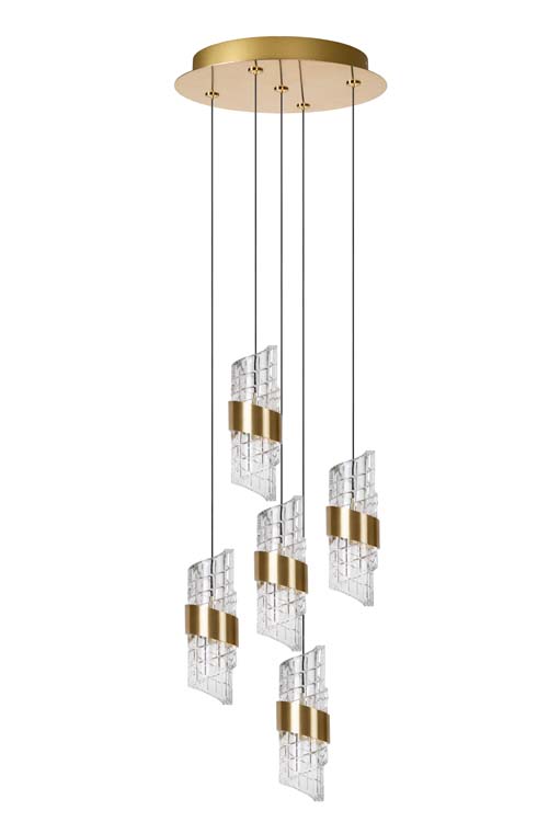 Suspension - or/laiton - Ø30cm - LED - 5x8W - 2700K
