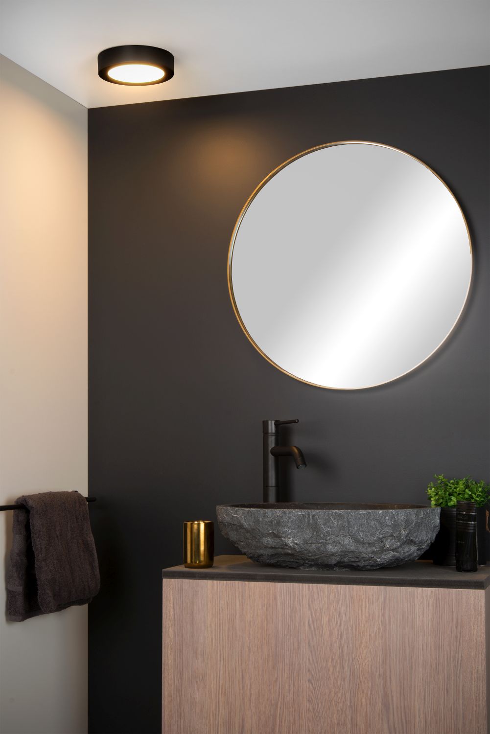 Plafondlamp - zwart - rond - dimbaar - Ø17,5cm - LED - 11W - IP44