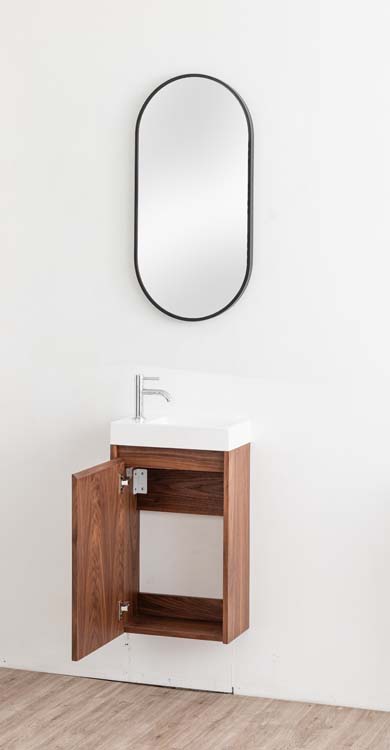Toiletmeubel Warren walnoot lavabo glanzend wit 60x40x22cm