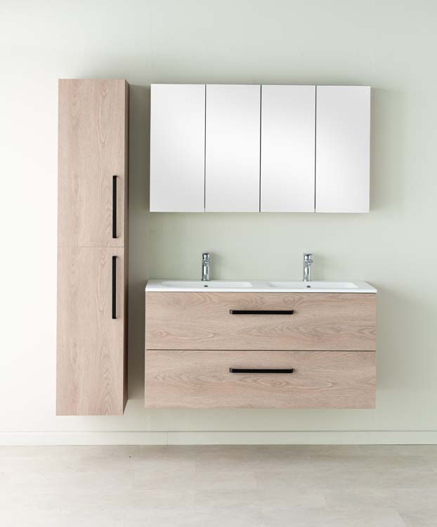 Meuble de salle de bain Chêne Bison 1200 mm lavabo mat