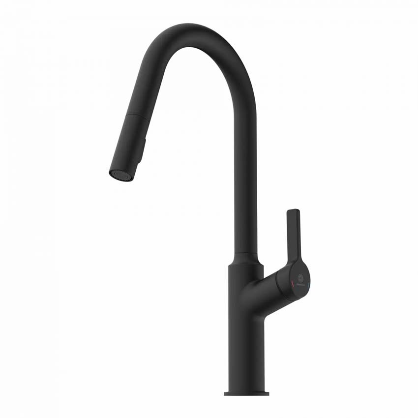 Robinet de cuisine Wasserwerk WK 12 noir mat avec bec extractible