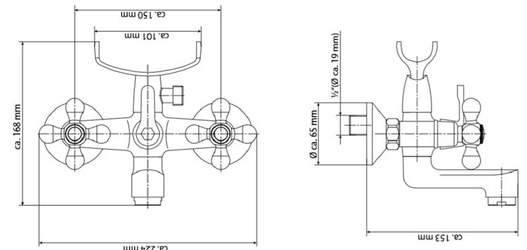 Robinet de baignoire Esty avce barre de douche chrome
