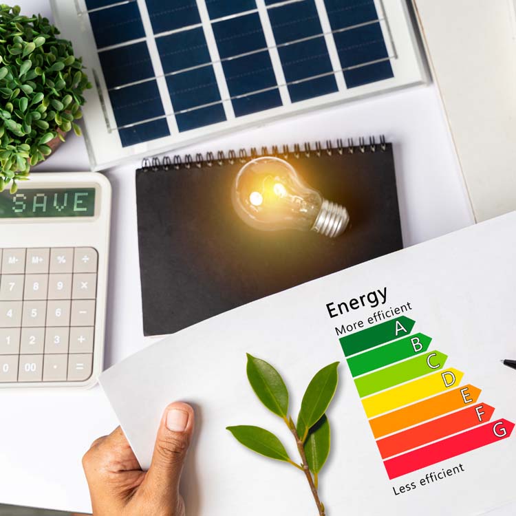 Zonnepanelen met stekker Illustratie dalende energiefactuur door plug-inzonnepanelen