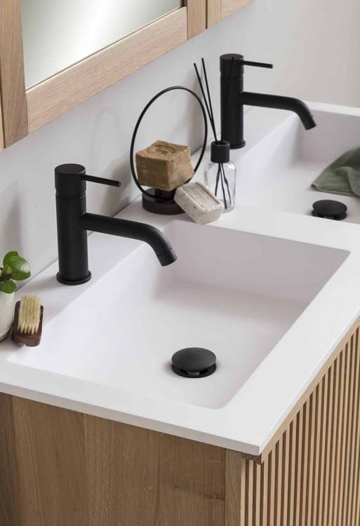 Meuble de salle de bain Fiori chêne naturel rainures 1200 mm
