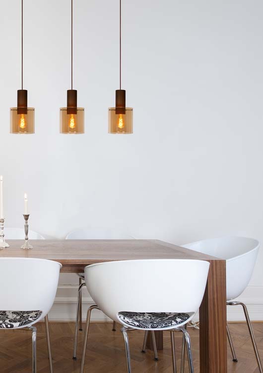 Hanglamp - amber - 100cm - 3xE27 - 40W