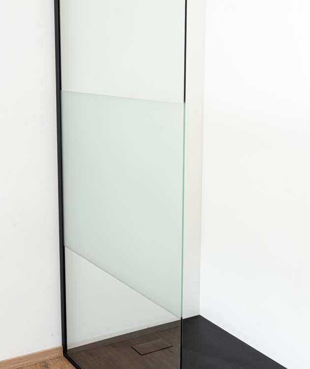 Paroi de douche à litalienne Anais verre acidifié avec kit de profilés noir 117x200cm