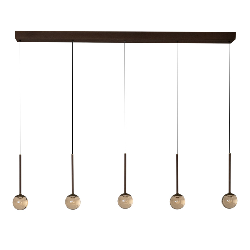Lucide Premium Calina - Suspension - LED Dimmable - CCT - 5x8,2W - 2200K/3300K - Avec module LED remplaçable - Café