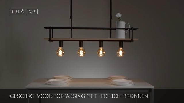 Lucide MILONGA - Hanglamp - 4xE27 - Zwart Lucide MILONGA - Hanglamp - 4xE27 - Zwart