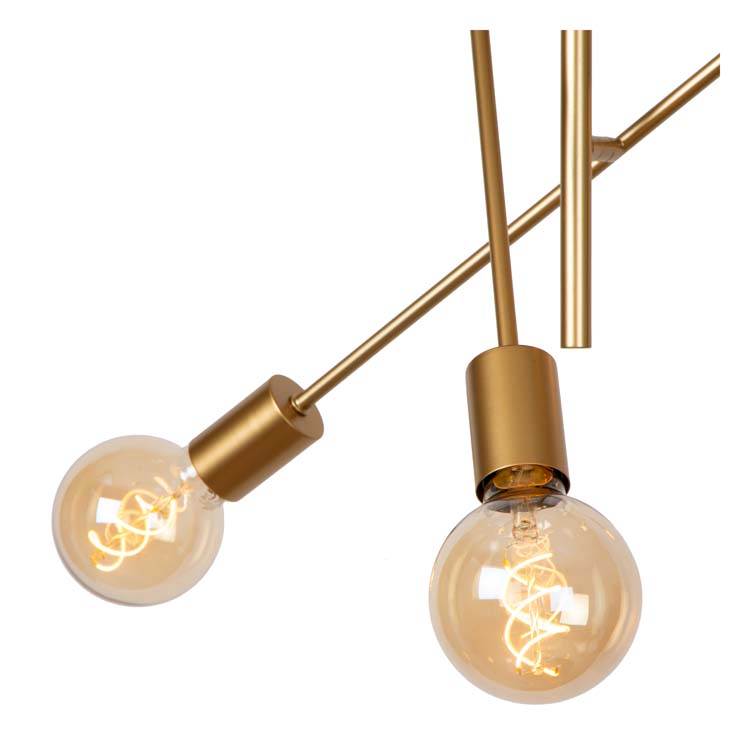 Lucide LESTER - Plafonnier - 6xE27 - Or Mat / Laiton