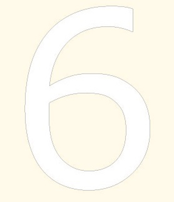 Numéro de maison 6 blanc 10cm avec bande adhésive