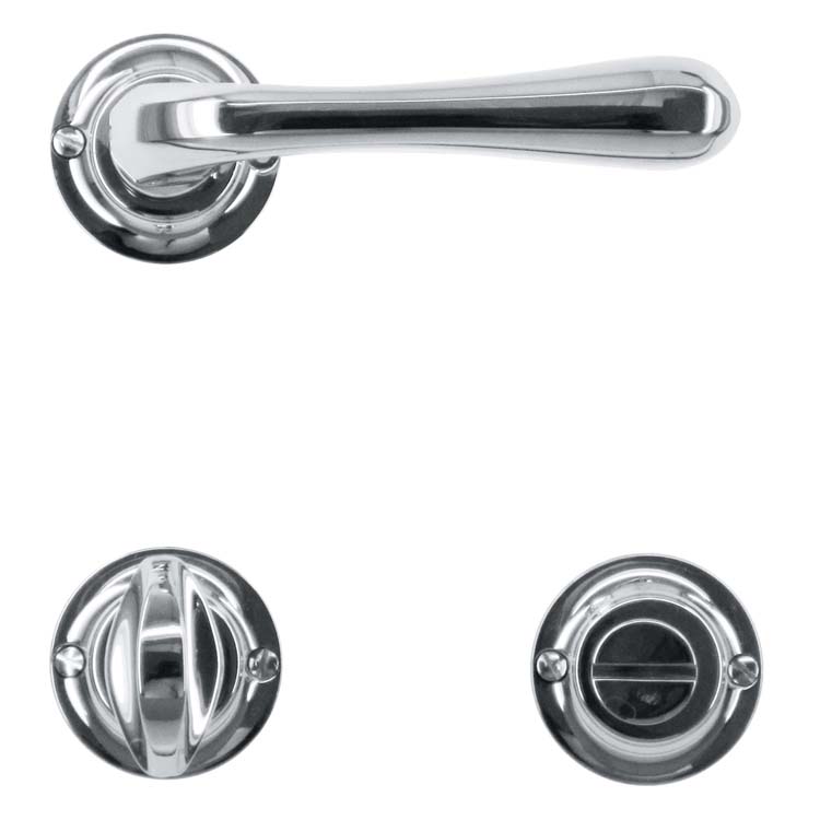 Poignée de porte pro alassio nickelé avec serrure toilette