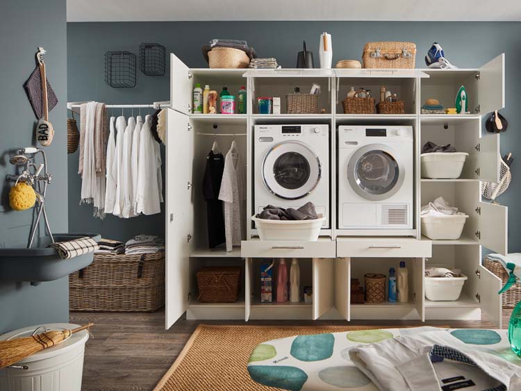 Wasmachine kast Decowash set 17 wit 235x67,5x200cm