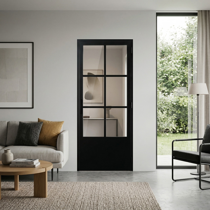 Bloc-porte 63cm steel look feeling 6R verre clair 201.5cm