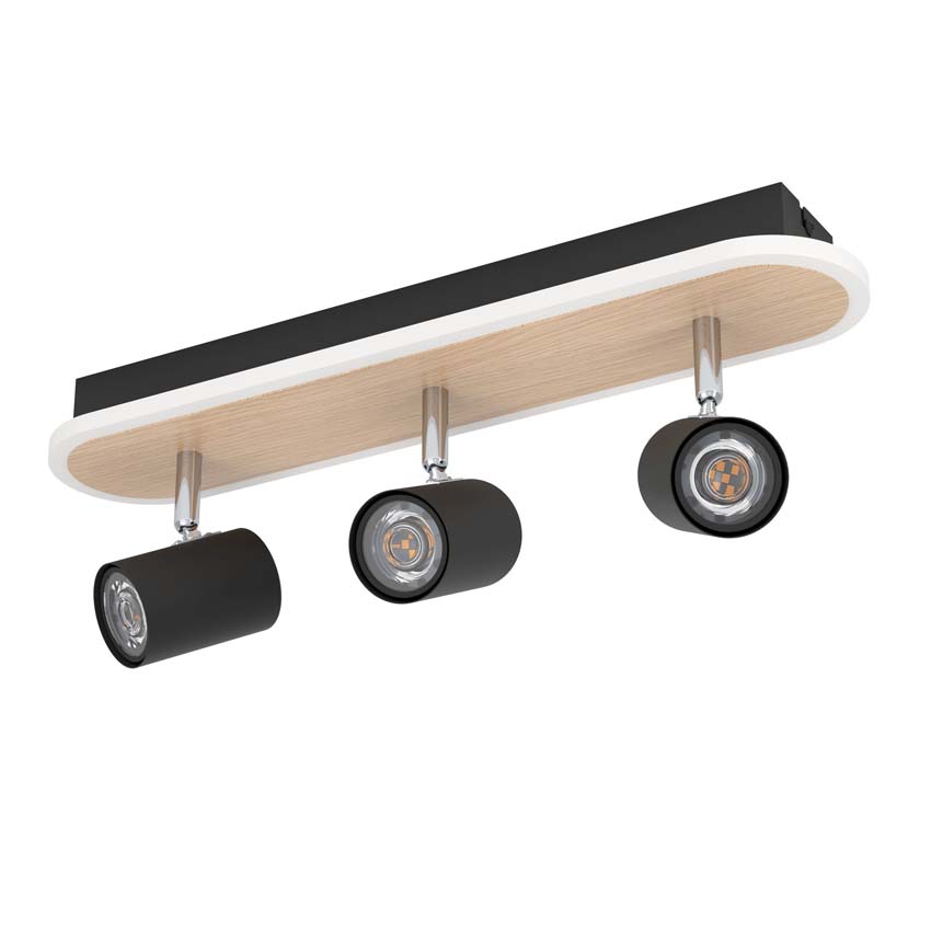 Spot en saillie - Noir/brun - 46x10x15 cm - Dimmable - LED - 3x20W - 3000K
