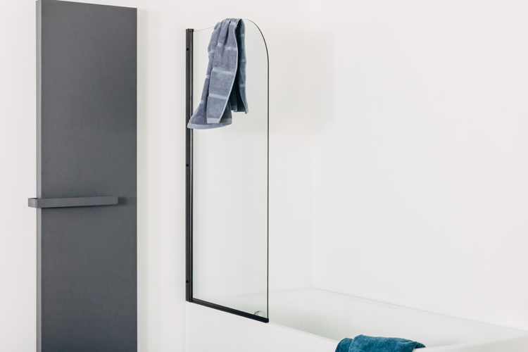 Badwand Uberto glas/zwart 140 x 80 x 0,6 cm
