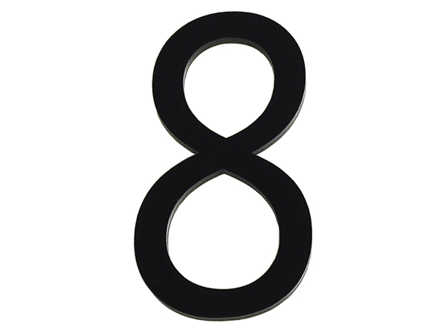 Cijfer 8 pvc zwart 9 cm met kleefstrip
