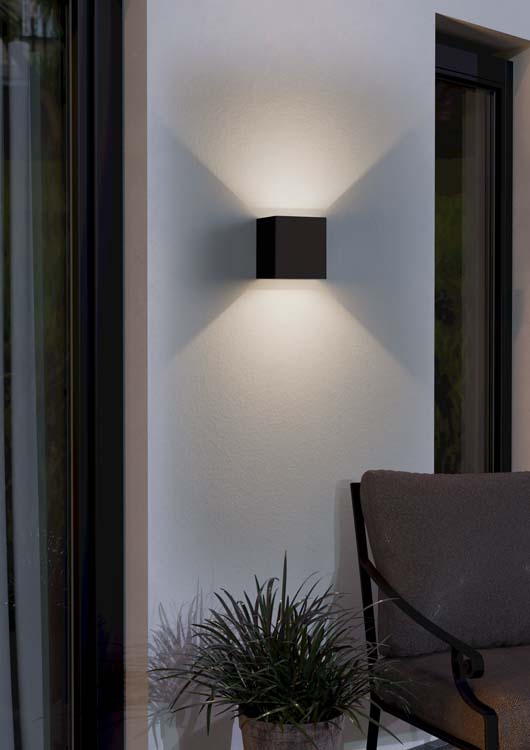 Applique murale - noire - 10x10x10cm - LED - 2x3,1W - 3000K