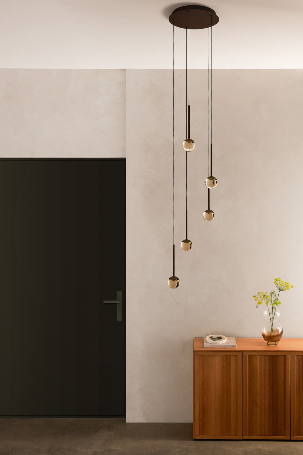 Lucide Premium Calina - Hanglamp - Ø41,9cm - LED Dimb. - CCT - 5X8,2W 2200K/3300K - Met vervangbare LED-module - Amber