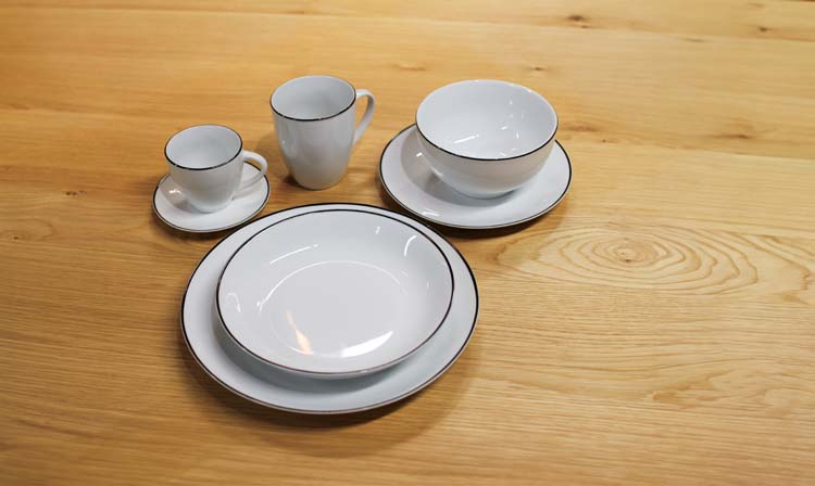 Assiette creuse Black Rim basic white 21 x H 4 cm