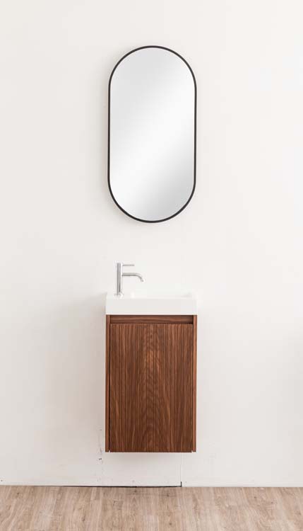 Toiletmeubel Warren walnoot lavabo mat wit 60x40x22cm