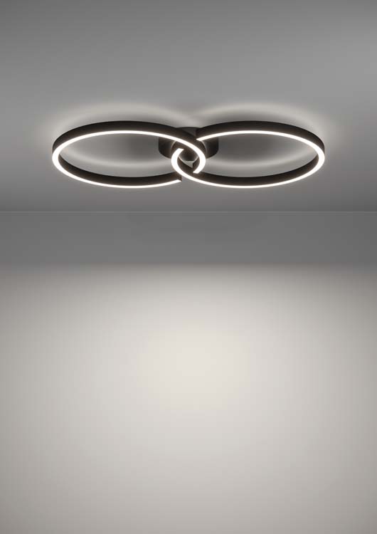 Plafonnier - noir - 67,5x38x6,5cm - dimmable - LED - 2x9,75W - 2700-6500K + RGB