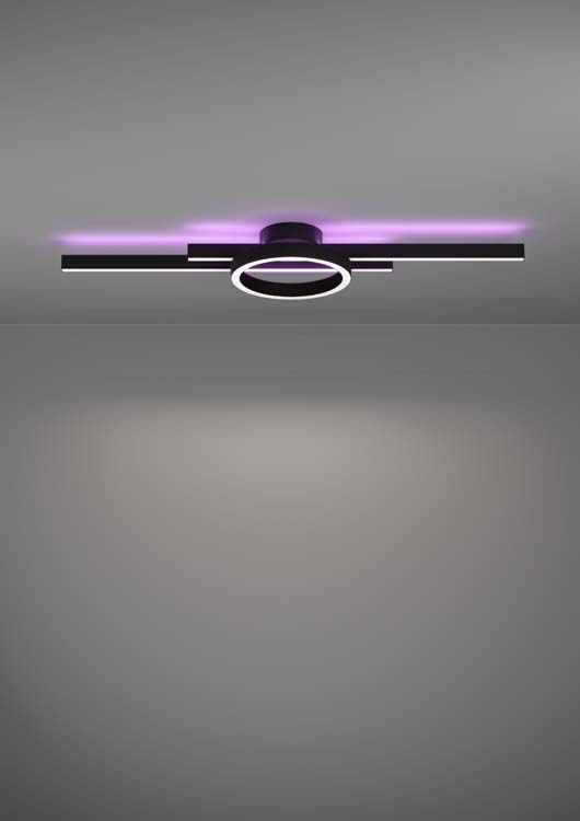 Plafonnier - noir - 77,5x20x7,5cm - dimmable - LED - 1x23,5W - 2700-6500K + RGB