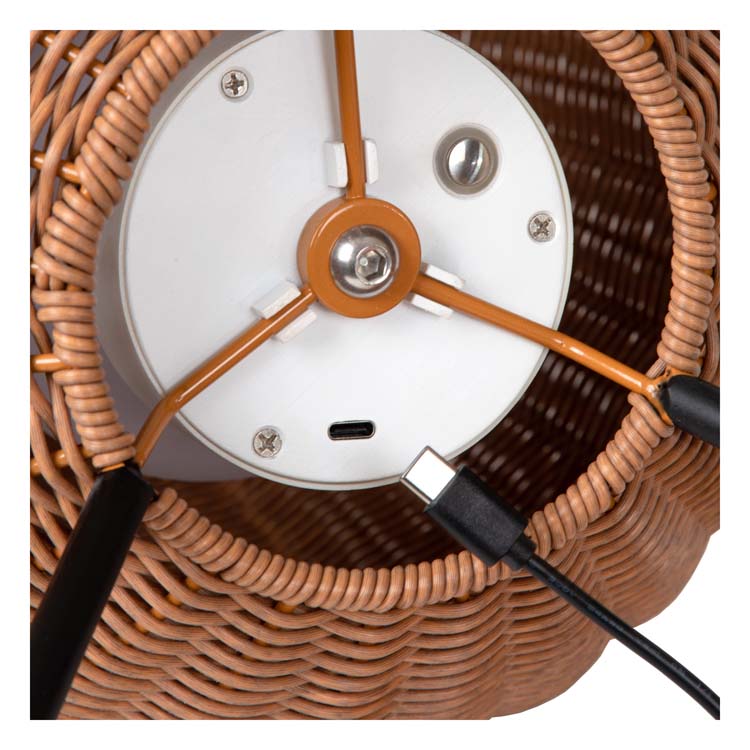 Lucide COLIN IP44 - Oplaadbare Vloerlamp Buiten - Accu/Batterij - LED - 1x3W 3000K - IP44 - 3 StepDim - Licht hout