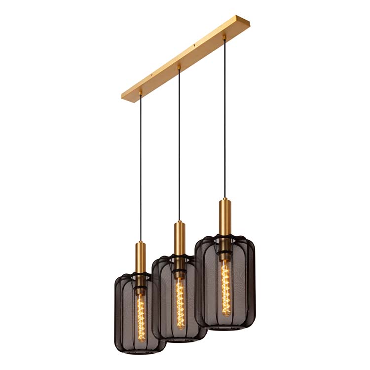 Hanglamp - zwart/goud - dimbaar - 3xE27 - 40W