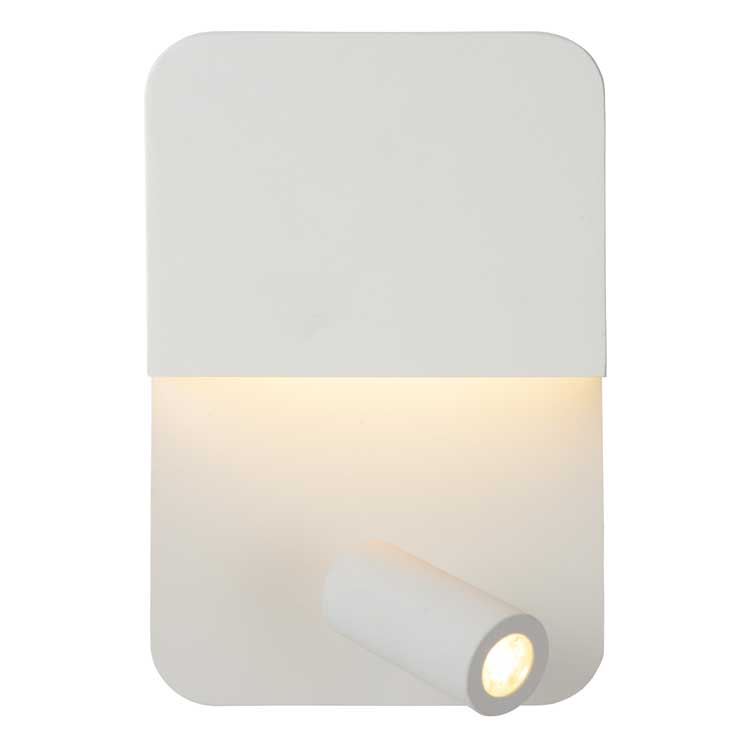 Lucide BOXER - Applique murale - LED - 1x5W 3000K - Point rechargement USB - Blanc