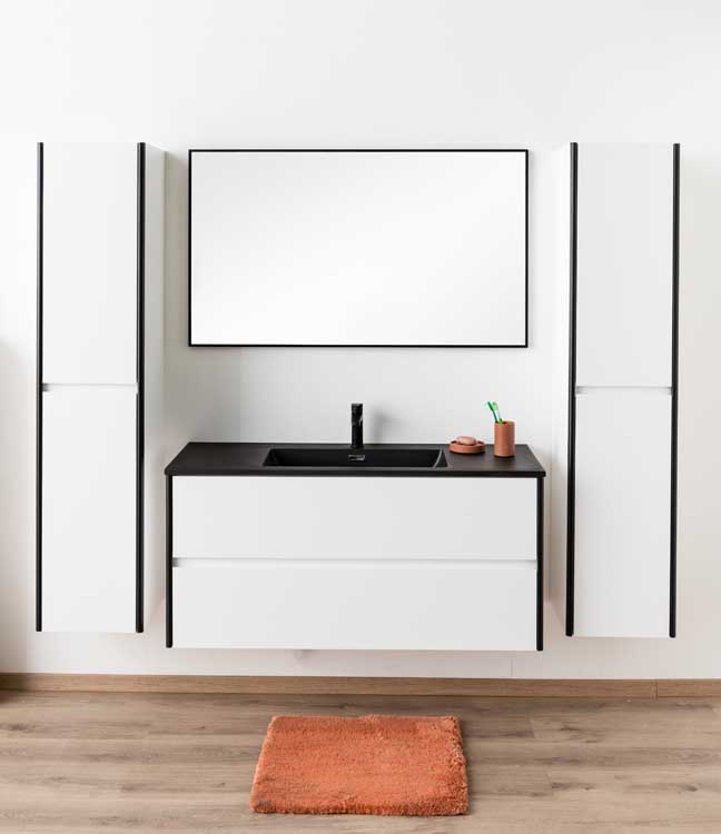 Kolomkast Tako mat wit/zwart hangend 160x35x35cm