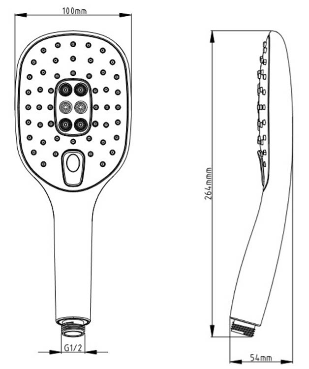 Handdouche Moreno chroom-wit 3 straalsoorten Handdouche Moreno chroom-wit 3 straalsoorten