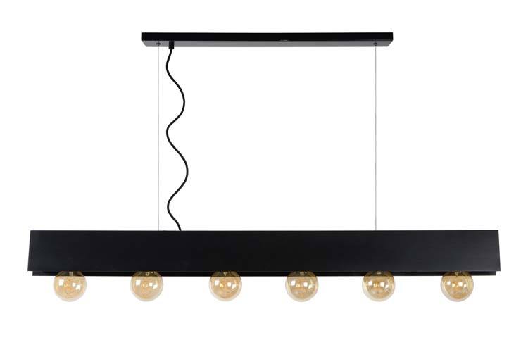 Hanglamp - 6xE27 - Zwart rechthoek