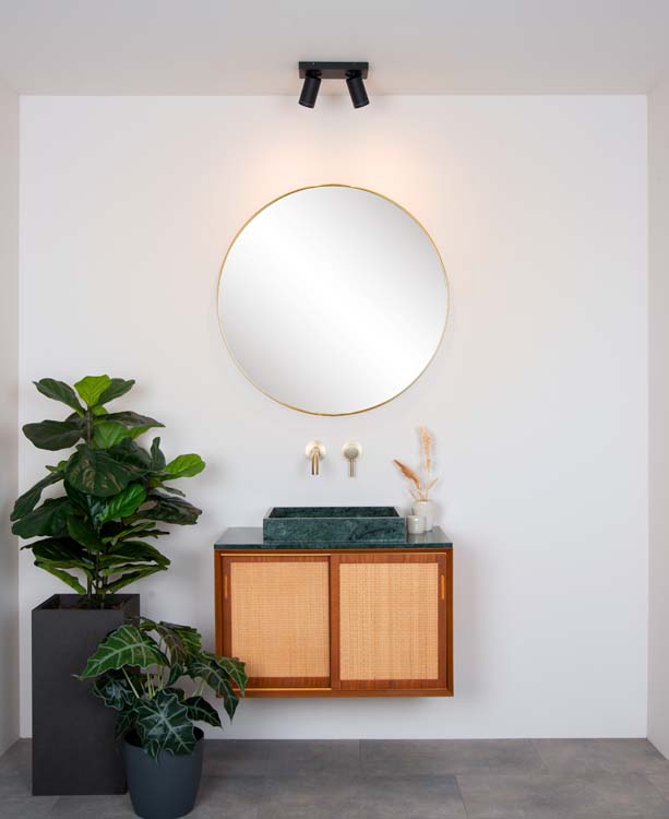 Plafondlamp - zwart - 2xGU10 - 5W - IP44