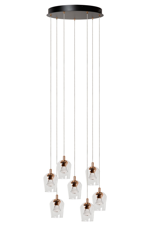 Suspension Fira - transparant - Ø39cm - dimmable - 7x4W - 2700K