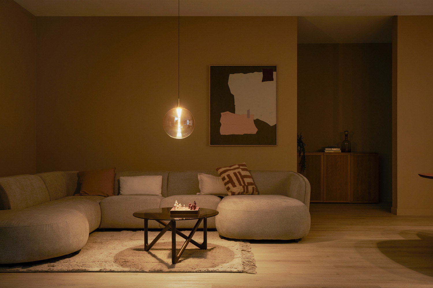 Lucide Premium Gisela - Hanglamp - Ø30cm - LED Dimb. - 1X9,4W 2700K - Amber