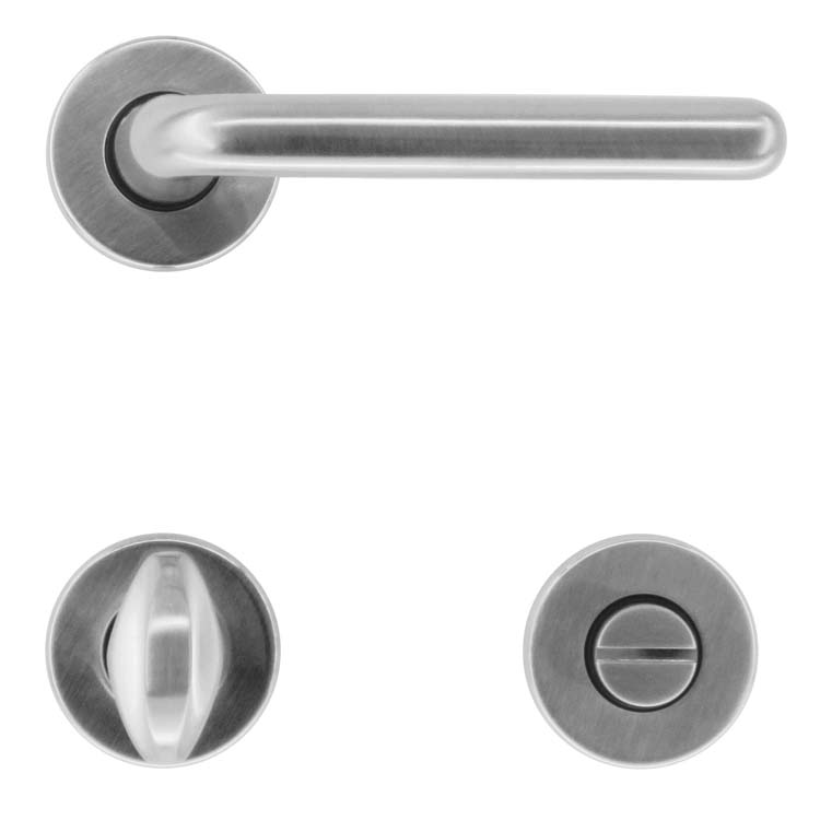 Poignée de porte firenze look inox avec serrure toilette