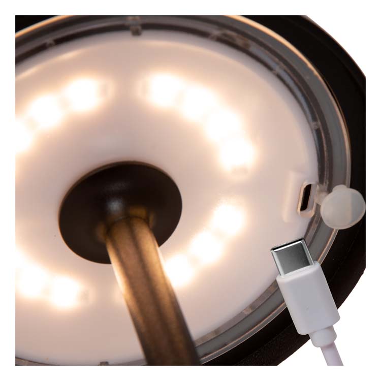Lucide JOY - Lampe de table Extérieur Rechargeable - Batterie - Ø 12 cm - LED Dim. - 1x1,5W 3000K - IP54 - Noir