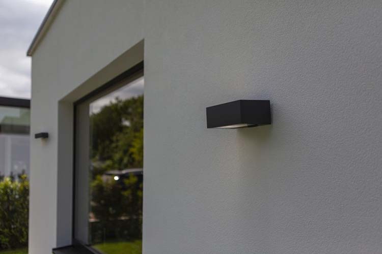 Buitenverlichting LED wandlamp rechthoek donker grijs E27