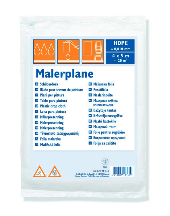 Schildersfolie HDPE 10my 20m² ( 4mx5m ) transparant