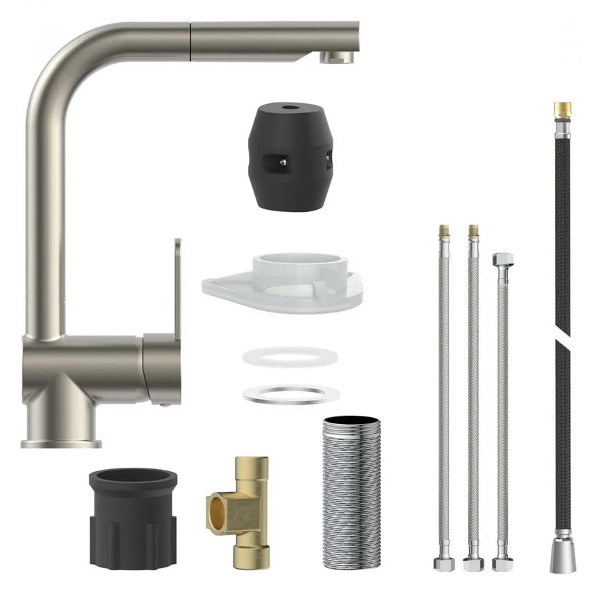 Keukenkraan Levi inox met uittrekbare uitloop