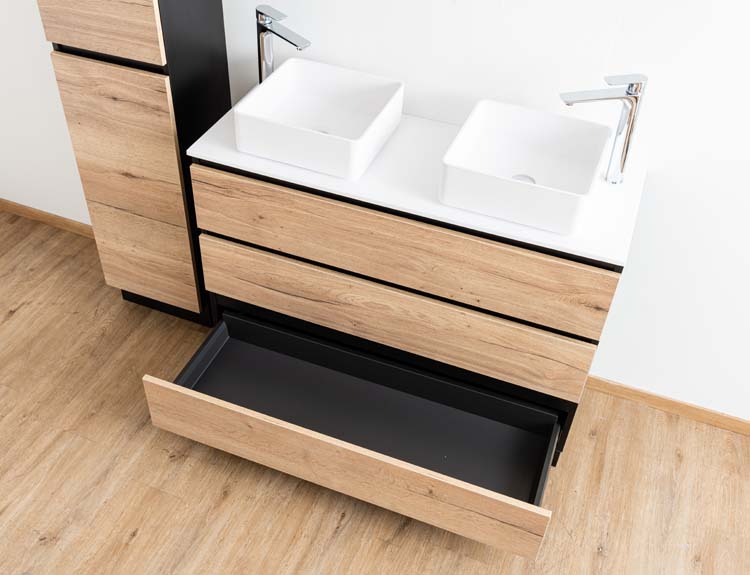 Meuble de salle de bains Dotan chêne sur pied avec plateau mat 120cm