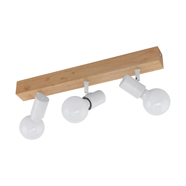 Opbouwspot - E27 - 3x60W - Eik/wit