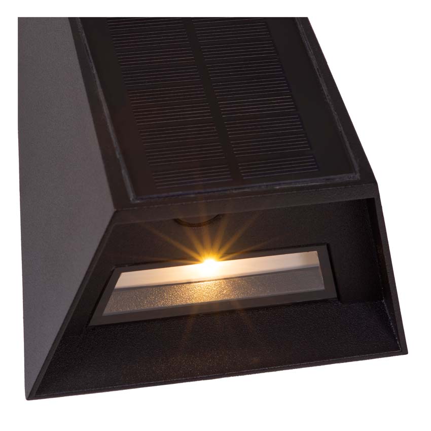 Wandlamp Solar Viro - zwart - LED dimbaar - 1x1W - 2850K/3150K - IP54 - Dag/nacht sensor